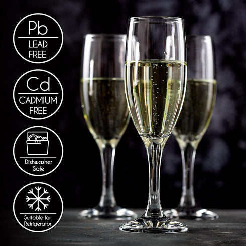 Volarium Champagne Flutes Set of 6, Elegant Crystal Glasses for Sparkling Wine, Perfect for Christmas, Weddings,
