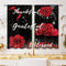 Red Rose Flower Small Kitchen Curtains, Floral Inspirational Quotes Window Treatment 27.5x39 Inch