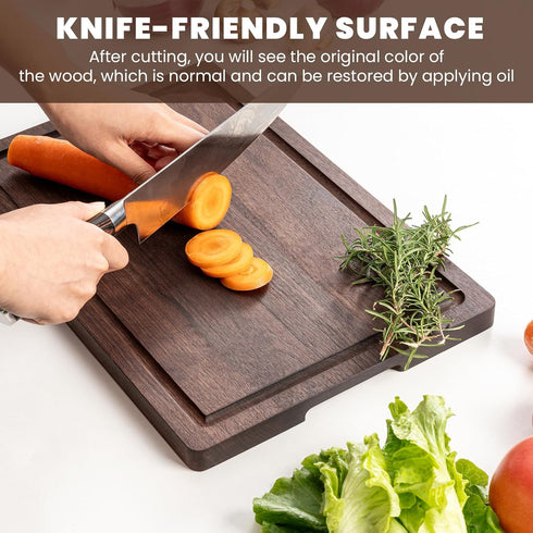 Heimlove (12"x8") Walnut Wood Cutting Board for Kitchen, Reversible Wooden Chopping Board with Deep Juice Grooves