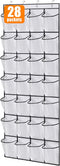 MISSLO 28 Large Pockets Over The Door Shoe Rack Hanging Organizer for Closet Door Shoe Storage Holder, White