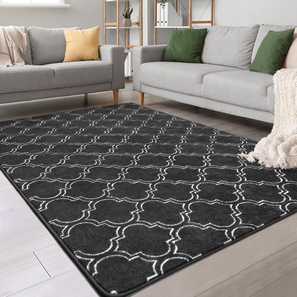 Chicrug Shag Geometric Modern Area Rug for Bedroom, 3x5 Feet Memory Foam