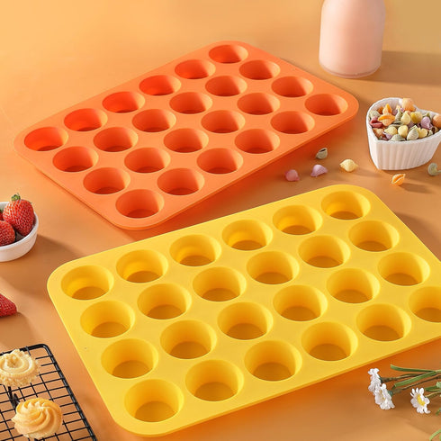 2 Pcs Silicone Mini Muffin Cupcake Pan, Kaloo Nonstick 24 Cups for Baking Muffins, Cakes, Tart, Dishwasher Safe