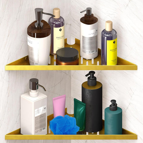 iReef way Corner Shower Shelf for Inside Shower - Adhesive/Stick/Drill/No Drill - Floating Strong