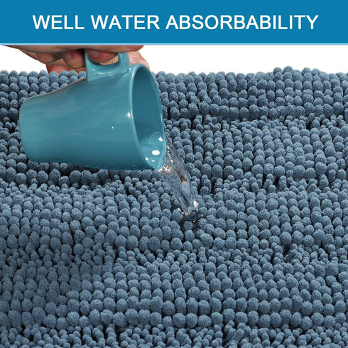H.VERSAILTEX Non Slip Extra Thick Chenille Striped Bath Mat Rug Runners - 47" x 17" - Washable Plush Area Carpet -