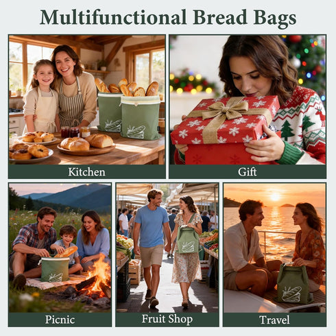 2 Pack 100% Washable Sourdough Bread Bags for Homemade Bread - Cotton Canvas with Detachable Beeswax Liner & TPU