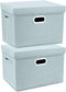 Collapsible Storage Bins TYEERS With Lids, Large Fabric Storage Boxes - 2 Pack - Aqua Spring