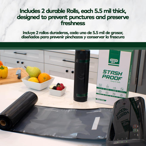 Vacuum Seal Rolls 11" x 50' 2 Pack (Total 100 Feet) - Clear and Black, 5.5 Mil BPA Free Food Saver Sealer Bag