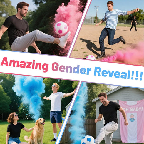 LyingMonkey 2 Gender Reveal Soccer Ball with Blue and Pink Powder, Gender Reveal Ideas for Baby Boy or Girl, Revelacion