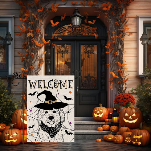 Set 11 12.5x18 Inch Seasonal Garden Flags Golden Doodle Double Sided Flags of Holiday Farmhouse Indoor Outdoor Yard