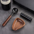 Dazzleimart 3pcs Set Coffee Bean Dosing Cup with Gift Box, Dosing Walnut Wood Cups Stainless Steel Spoon Portable Spray