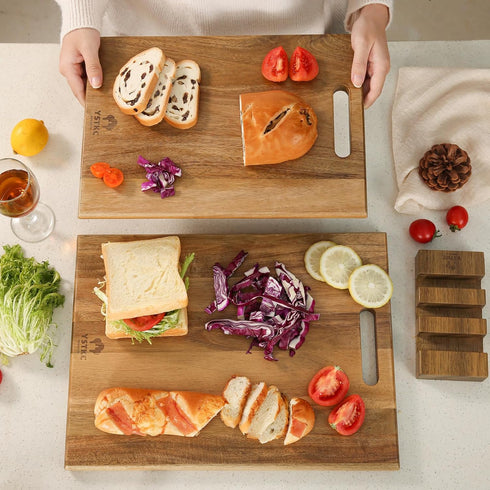 Set 3 Set YSTKC Acacia Wood Cutting Boards of PCS for Kitchen, Large Wooden Cutting Board with Handle, Thick Chopping