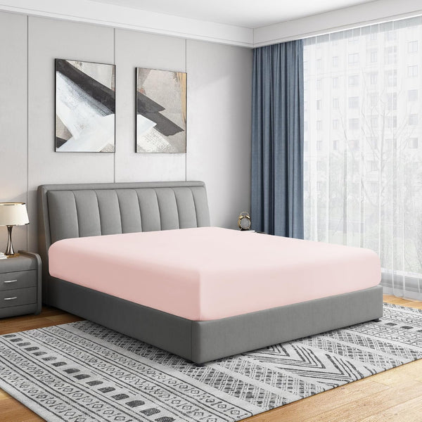 Cathay Home Luxury Wrinkle and Fade Resistant Fitted Sheet - Double Brushed Ultra Soft Microfiber, Blush, Twin