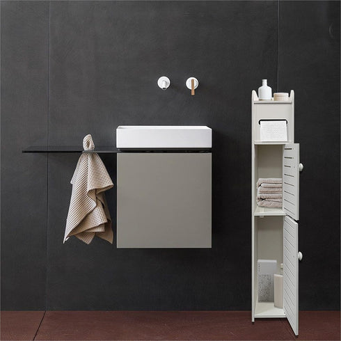 2 Small Bathroom Storage Cabinet, Slim Toilet Paper Organizer with Doors & Shelves, Over Toilet Storage Cabinet