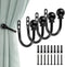 Sumnacon Set of 4 Decorative Curtain Holdbacks, Wall Mounted Aluminum Alloy Drapery Tiebacks for Bedroom, Black