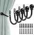 Sumnacon Set of 4 Decorative Curtain Holdbacks, Wall Mounted Aluminum Alloy Drapery Tiebacks for Bedroom, Black