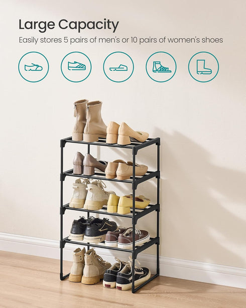 4-Tier 5-10 11.8 16.7 28.2 Inches, ULSA004B01 SONGMICS Shoe Rack, Shoe Organizer, Metal Storage Shelf, Upright