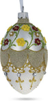 Multicolor Flowers on White Glass Egg Ornament, 4 Inches