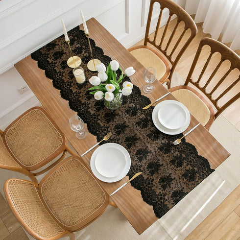 Insparkle Living 16x60 inches Floral Lace Table Runner, - Embroidered Runner for End Tables, Coffee Tables, Buffets
