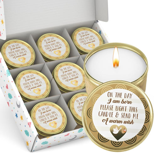 Majestic Zen Baby Shower Candle Favors Gift Set |9-Pack Neutral Scented Soy