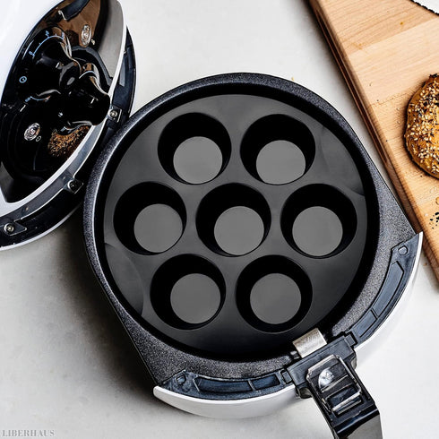Air Fryer Muffin Pan (7 Cups) - Nonstick Silicone Muffin Pans for Baking & Freezing, Dishwasher Safe
