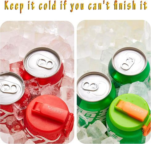 4-pack 4 ORIGINAL CREATOR - DIPESI Color Soda Can Lids with straw, Soda Can Covers with Silicone straw BPA-Free
