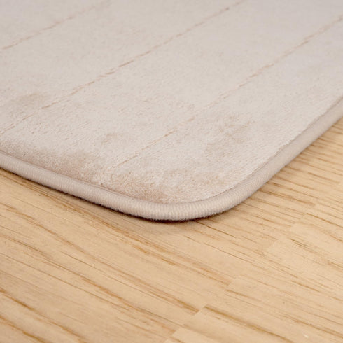 Oversized Bathroom Rug by Lavish Home - Memory Foam Bath Mat in Beige Textured Stripes, Extra Long Non-Slip Runner
