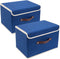 TYEERS Collapsible Storage Boxes, Washable Fabric Storage Bins with Lids, 14.9x9.8x9.8 inches, 2 Pack (Classic Blue)