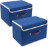TYEERS Collapsible Storage Boxes, Washable Fabric Storage Bins with Lids, 14.9x9.8x9.8 inches, 2 Pack (Classic Blue)