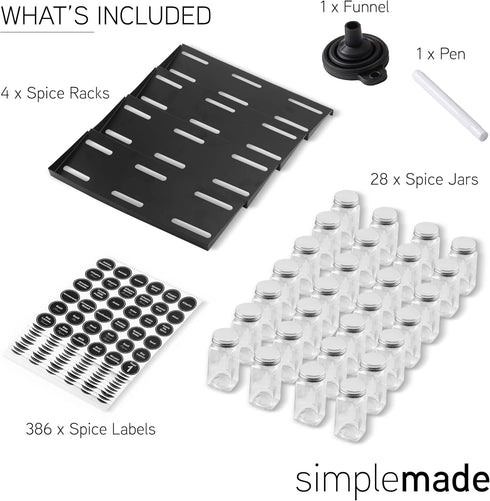 4 28 13" 17.5" SIMPLEMADE-Spice Drawer Organizer, Spice Rack Drawer for Kitchen, Tier Black Drawer Spice Organizer