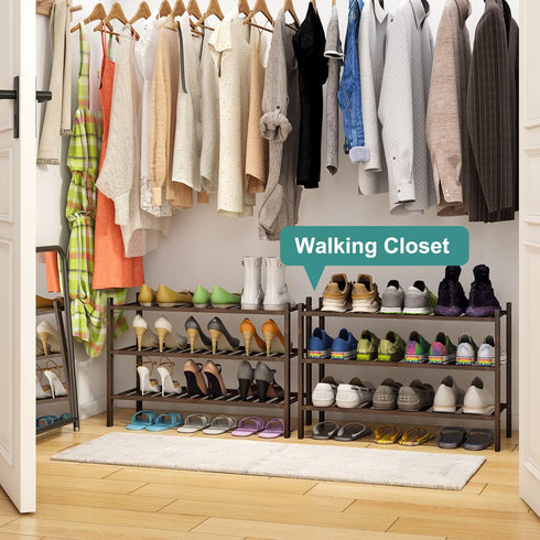 Closet, 3-Tier Closet viewcare Shoe Rack for Bamboo Wood Shoe Racks, Stackable | Beautiful | Natural | Functional |