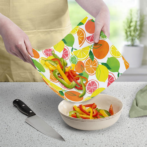 Cut N' Funnel Fruity Summer Designer Flexible Plastic Cutting Board Mat, 15" x 11.5", Easy to Clean, Made in the USA
