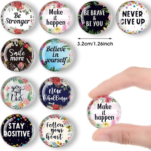 Weewooday 10 Pcs Inspirational Magnets for Fridge, Motivational Glass Quote Decor Accessories for Kitchen Office
