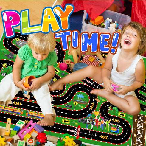 31''x47'' Kids Car Rug for Play Toy Cars, Race Track Playmat Carpet Kid Play Road Rug for Playroom Classroom Kid