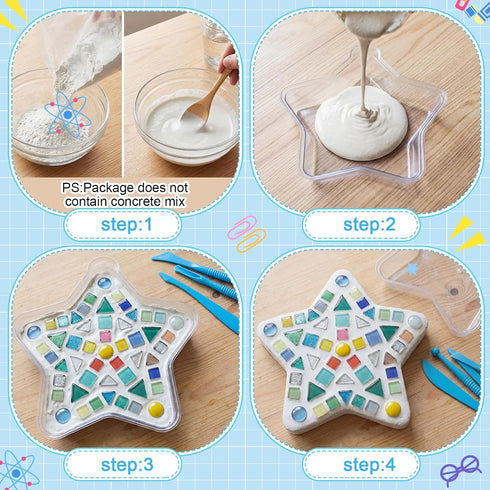 24 (Star,10 Inch) LOYIM Pcs Stepping Stone Kit Includes Concrete Mold, Mosaic Tiles and Carving Tools, DIY Craft