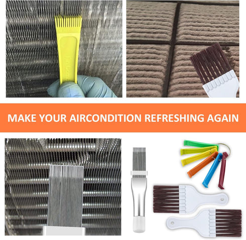 Cenipar 4PCS Air Conditioner Condenser Fin Comb Set, Include FCR6 Fin Comb, Metal Radiator Fin Comb, 2 Pack Brush