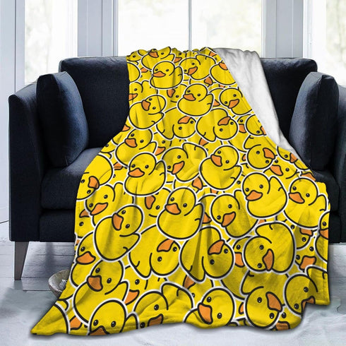 Perinsto Cute Rubber Duck Throw Blanket Ultra Soft Warm All Season Yellow Cartoon