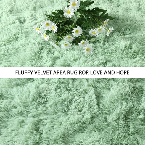 Pettop 3x5 Fluffy Sage Green Area Rug for Bedroom Living Room, Feet Soft Plush Fuzzy Rugs for Girls Kids Boys, Non-Slip