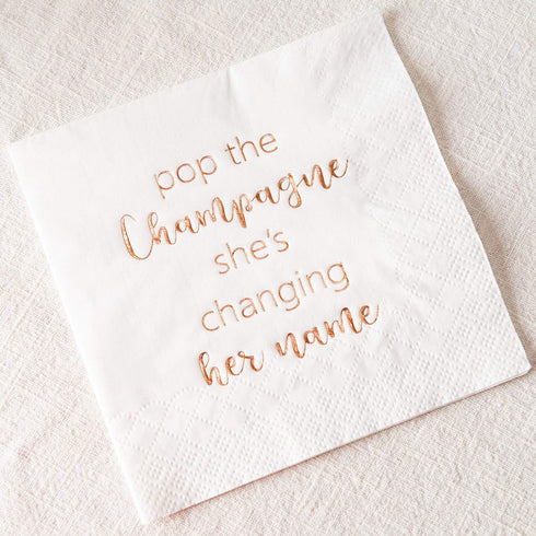 Crisky Bridal Shower Cocktail Napkins, Rose Gold Foil Dessert Napkins, 50 Count