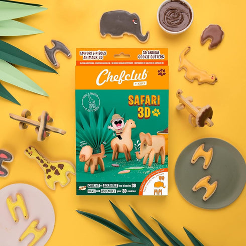 3D 8 Chefclub Kids Safari Cookie Cutters - Stainless Steel Animal Shapes for Baking & Montessori Learning - Giraffe