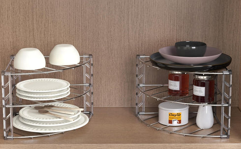 3-Tier Counter 2 Pack, Deco Brothers and Cabinet Corner Shelf Organizer, Chrome