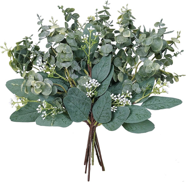 Mixed Eucalyptus Leaves Stems Bulk - Artificial Eucalyptus Leaves Sprays for Floral Wreath Garland Decoration