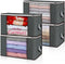 Large Storage Bags, 4 Pack Clothes Storage Bins, Foldable Closet Organizers with Durable Handles for Blanket Comforter