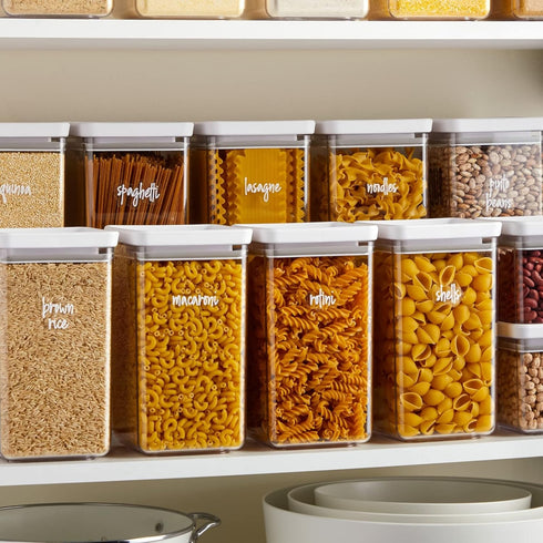 Talented Kitchen Pantry Labels for Containers (375 Pack) - White Script Stickers for Organizing Food Storage