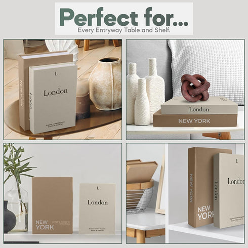 Set (Set 2) Faux Book Storage Box Decorative Faux Books with Hidden Storage for Coffee Table Decor, Bookshelf or Mantle