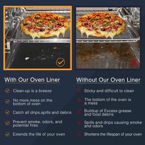 Oven Liners for Bottom of Oven - 4 Pack Large Heavy Duty Nonstick Mat for Electric & Gas Ovens, 16x24 Inch