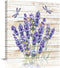 Canvas Wall Art for Living Room, Purple Floral Lavender Dragonfly, Rustic Modern Farmhouse Decor, Framed 16'' x 16''