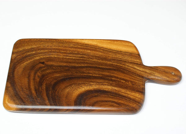 Solid Acacia Wood Cutting and Serving Board with Handle - Handmade, Joint Free, Size: 15" x 8" x 3/4”