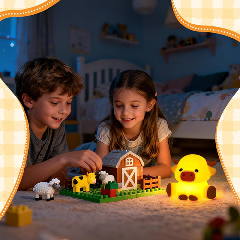 Dimmable YuanDian Highland Cow Night Light, Squishy Silicone Lamp.Rechargeable, with Timer, Touch Control Bedside