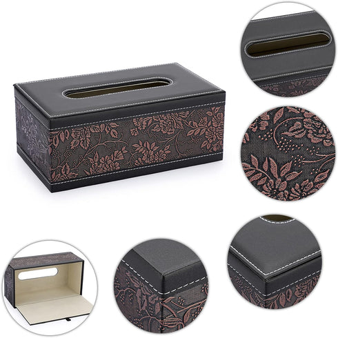 Sumnacon Rectangular Leather Tissue Box Cover – Stylish PU Tissue Box Holder with Magnetic Bottom for Home and Office