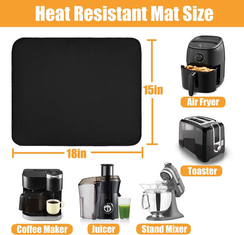 Heat Resistant Mats for Countertop - Firproof 15x18 in Mats for Air Fryer, Kitchen Countertop Protector 2PCS